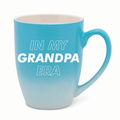 Elanze Designs In My Grandpa Era Two Toned Ombre Matte 10 ounce New Bone China Coffee Tea Cup Mug For Your Favorite Morning Brew, Teal and White