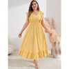 Coolmee Women's Plus Size Summer Boho Dress Ruffle Cap Sleeveless V Neck Long Beach Maxi Dress - 2 of 4