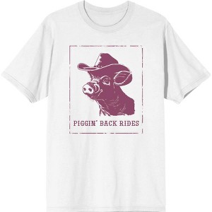 Cowboy Pig "Piggin' Back Rides" Adult Crew Neck Short Sleeve Tee - 1 of 2