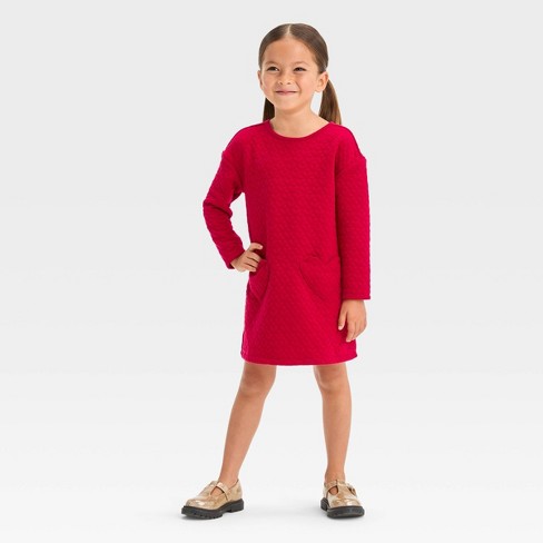 Toddler Girls' Valentine's Day Textured Dress - Cat & Jack™ Red 3t : Target
