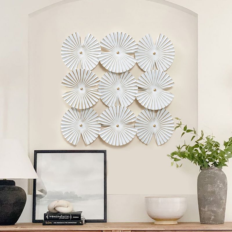 LuxenHome White and Gold Metal Abstract Seashell Wall Decor, 3 of 15
