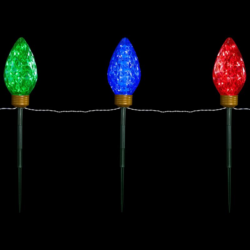 Northlight 3ct LED Lighted Multi-Color C9 Christmas Pathway Marker Lawn Stakes - 3 ft, 3 of 9
