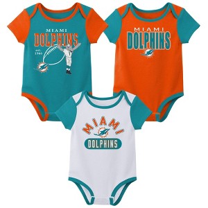 NFL Miami Dolphins Boys' White 3pk Bodysuit - 1 of 4