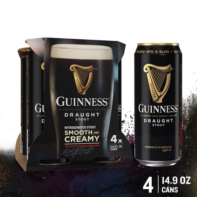 Guinness Draught Beer - 4pk/14.9 fl oz Cans, 1 of 11