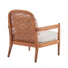 Hrinhom Set of 2 Walnut Wood Lounge Chair,Armchair,Striped Fabric & Rattan Backrest - 4 of 4