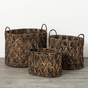 Sullivans 14.75", 13" & 10.5" Dark Brown Woven Basket Set of 3, Brown - 1 of 4