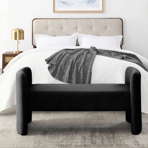 Donna 52" Ottoman with Storage Unit, Upholstered Teddy Bench with Solid Wood Legs for Living Room, Bedroom, Indoor Furniture - Maison Boucle - 1 of 4