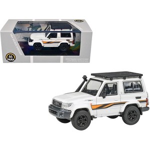 2023 Toyota Land Cruiser 71 White "70th Anniversary" with Stripes and Roofrack 1/64 Diecast Model Car by Paragon - 1 of 4