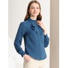 Allegra K Women's Work Office Ruffle Neck Long Sleeve Ribbon Button Down Blouses - 2 of 4