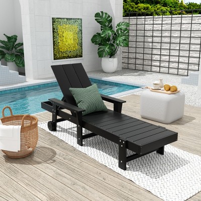 WestinTrends Ashore Modern Reclining Chaise Lounge With Arms & Wheels