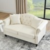 3-Seater + 2-Seater Velvet Chesterfield Tufted Sofa Set with Nailhead Trim and 4 Pillows for Living Room, Bedroom - 4 of 4