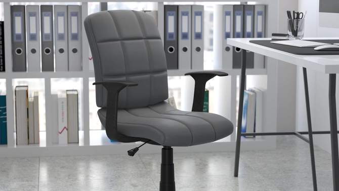 Emma and Oliver Mid-Back Quilted Vinyl Swivel Task Office Chair with Arms, 2 of 11, play video