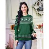Women's Christmas Reindeer Pattern Crew Neck Sweater - Long Sleeve Festive Knit Jumper - 3 of 4