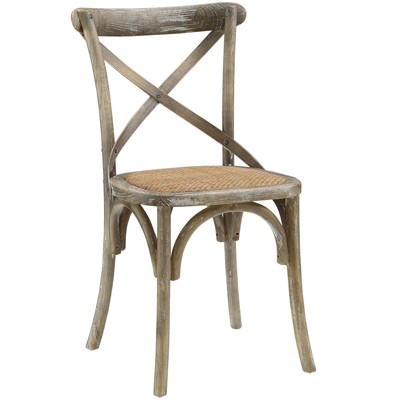 Rustic Gray Elm Wood Cross-Back Dining Side Chair