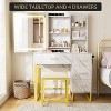 COZONY Vanity Desk with Sliding Mirror, Lights Makeup Set 4 Drawers Stool, Adjustable Lighting - 3 of 4