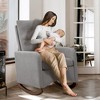 Light Grey Upholstered Rocking Chair with High Back, Side Pocket, rubber Wood Legs—Comfy Nursery or Accent Armchair for Living Room, Bedroom - 2 of 4