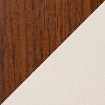 Set of 2 Cream Faux Leather Mid-Century Modern Dining Chairs