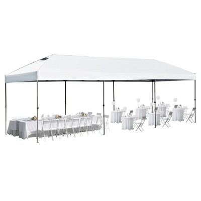 VisioGear 10'*30' Canopy Tent, Party Tent with 4 Sidewalls, 3 Height Adjustable, Outdoor Canopy Tent for Weddings, White, 344.4"*116.4"*111.6"