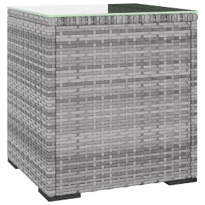 vidaXL Side Table, Gray, 15.7"x14.6"x15.9", Poly Rattan and Tempered Glass - 1 of 4