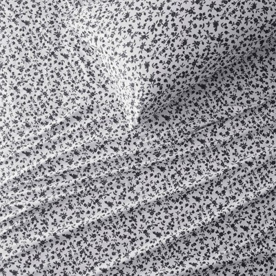 Twin Black Floral Microfiber Sheet Set