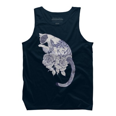 Men's Design By Humans Cat Snake Flowers Tattoo By jess1586 Tank Top