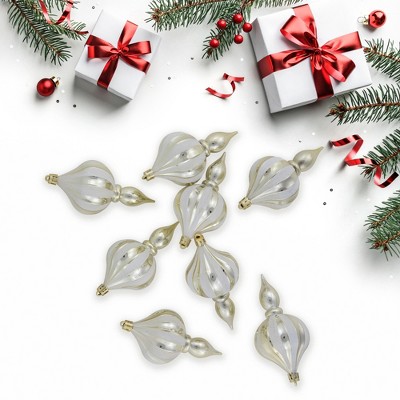 Champagne Gold Shatterproof Finial Christmas Ornaments Set