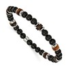 Chisel Stainless Steel Polished 6.710mm Black Onyx and Tiger's Eye Beaded 7.75" Stretch Bracelet - 2 of 4