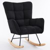 Rocking Chair, Faux Fur Upholstered Glider Rocker, Padded Cushioned Seat Rocking Accent Chair with High Backrest, Comfy Reading Chair - 2 of 4