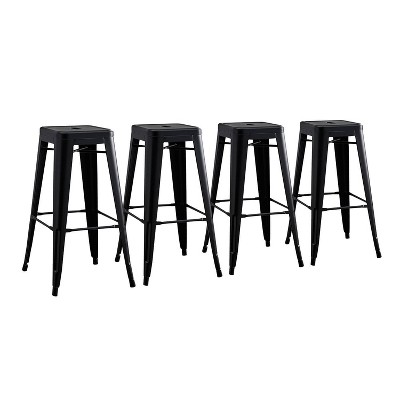 Set of 4 Industrial Backless Metal Barstools - AC Pacific