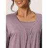 cheibear Womens Modal Knit Soft Long Sleeve Cardigan Cami and Pants Pajama Set 3 Pcs - 4 of 4