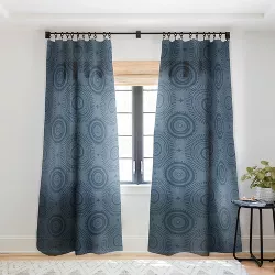 Little Arrow Design Co boho sun and stars dark blue Single Panel Sheer Window Curtain - Deny Designs