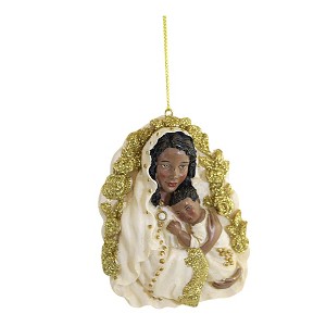 3.5 Inch Holy Family Dark Skin Mary Baby Jesus Christmas Tree Ornaments - 1 of 3