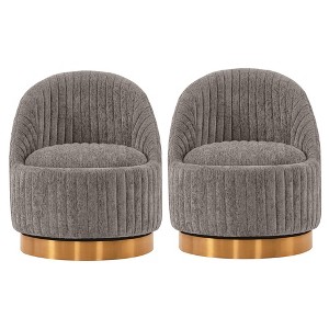 Set of 2 Leela Modern Swivel Boucle Upholstered Accent Chairs - Manhattan Comfort - 1 of 4