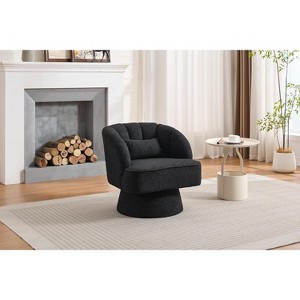 Swivel Barrel Accent Chair, 360° Upholstered Armchair with Striped Backrest & Padding, Round Lounge Chair for Living Room, Bedroom, Reading Nook - 1 of 4