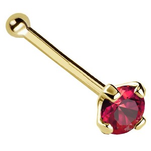 Jewelry Avalanche 22G 14K Gold Ball-end Nose Stud with Ruby Gemstone - 1 of 2