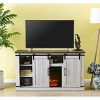 Electric Fireplace Saw Cut TV Stand: Home Essentials, Barn Door Console, Cable Management - Fits 60" TVs - 3 of 4