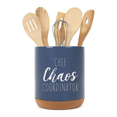 Elanze Designs Chaos Coordinator Navy Blue X-Large Cork Bottom Kitchen Utensil Holder