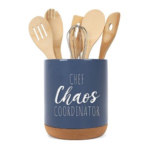 Elanze Designs Chaos Coordinator Navy Blue X-Large Cork Bottom Kitchen Utensil Holder - 1 of 2