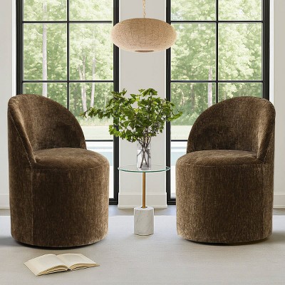 Comfy Accent Chair Armless Chenille Upholstered Accent Chair​ with Castors Rolling Accent Chair Living Room -Tanpinhause