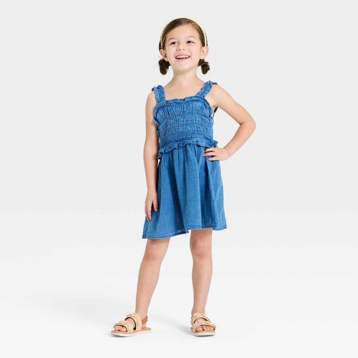 Toddler Girls' Gauze Dress - Cat & Jack™ Indigo - thumbnail 3