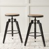 Christopher Knight Home Set of 2 Isla Swivel Barstool Antique Wood: Iron Frame, Adjustable Height 24.5"-30" - 2 of 4