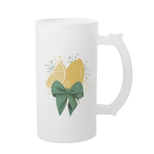 Elanze Designs Freezable Beer Stein Mug With Thumb Grip Handle, 16 Ounce Frosted Glass, Lemon - 1 of 1