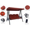 Kozyard 3-Seat Patio Swing – Outdoor Porch Swing Chair with Metal Seat and Back, Comfortable Cushion, and Adjustable Canopy for Backyard or Balcony - 3 of 4