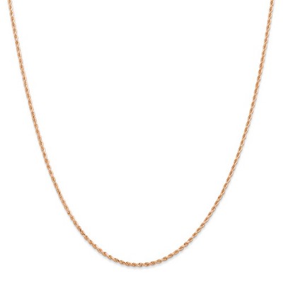 Black Bow Jewelry 14k Rose Gold 1.5mm Handmade D/C Solid Rope Chain Necklace