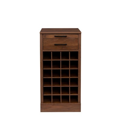 Vynxaria Bar Serving Carts, Brown Walnut Modular 28-Bottle Wine Cabinet Buffet
