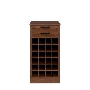 Vynxaria Bar Serving Carts, Brown Walnut Modular 28-Bottle Wine Cabinet Buffet - 1 of 4