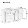 PAGED Retro Arched Glass Door Buffet Cabinet, 4-Door Sideboard Cabinet with Adjustable Shelves, Storage Cabinet for Kitchen, Dining Room, Living Room - 3 of 4