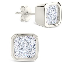 SHINE by Sterling Forever Sterling Silver Asscher Cut Bezel Set Stud Earrings - 1 of 4