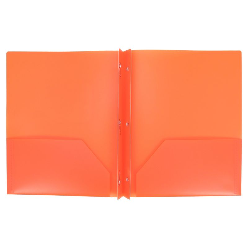 2 Pocket Plastic Folder with Prongs Orange - up &#38; up&#8482;, 3 of 5
