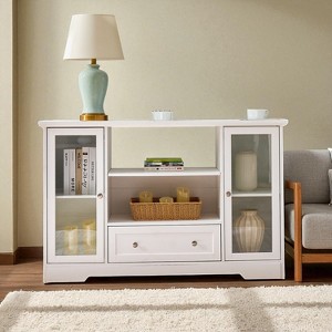51" Farmhouse Sideboard Buffet Cabinet with Glass Doors, Drawers and Adjustable Shelves, Wooden Kitchen Storage Coffee Bar for Dining Room Entryway - 1 of 4
